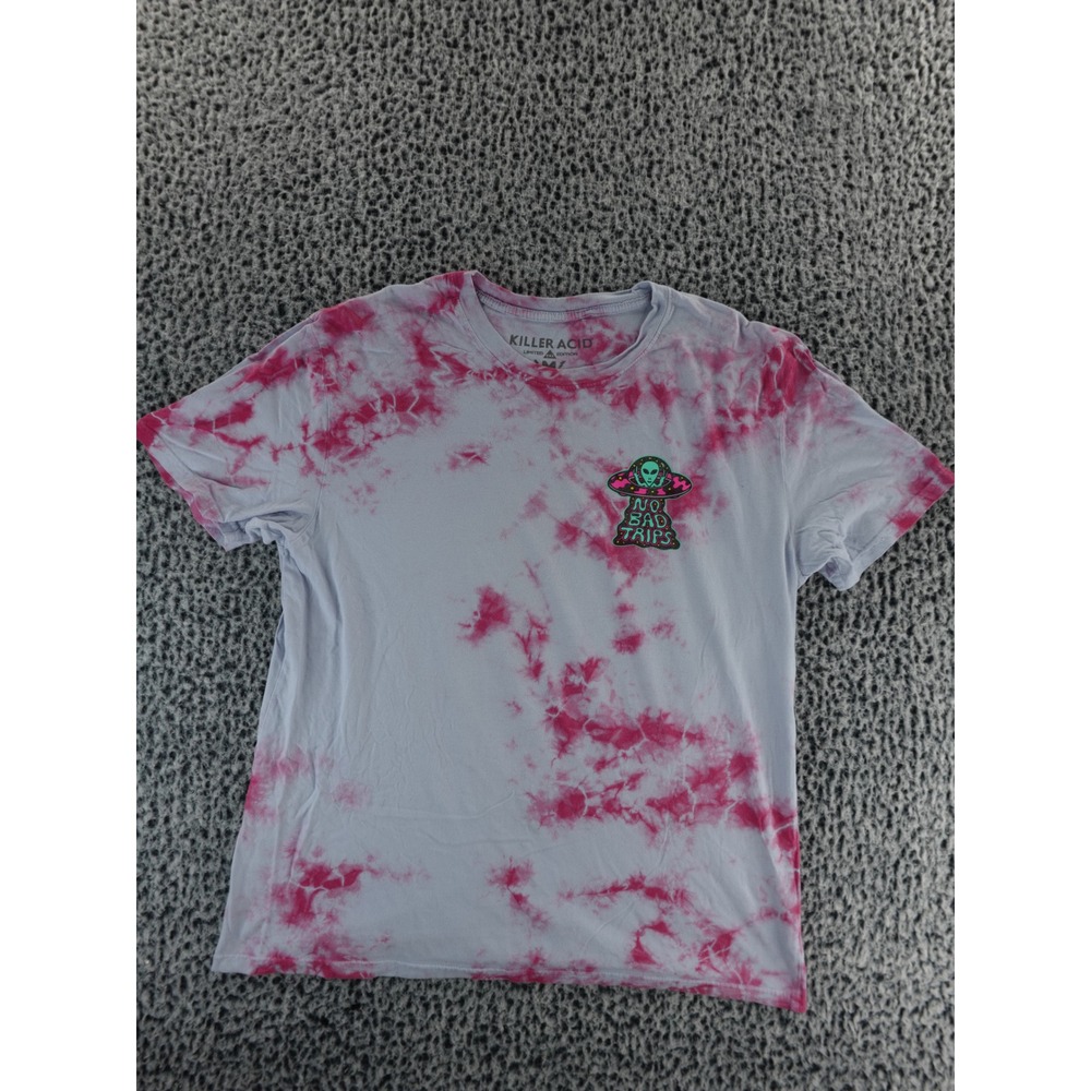 Killer Acid Limited Edition Tie Dye Alien UFO No Bad Trips T‎ Shirt Mens Medium